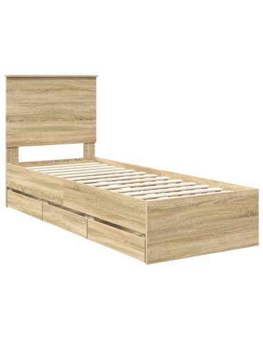 Struttura del letto con cassetto Rovere Sonoma 75 x 190 cm