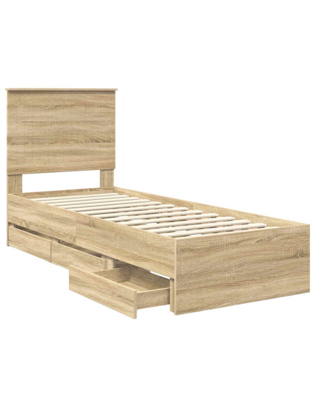 Struttura del letto con cassetto Rovere Sonoma 75 x 190 cm