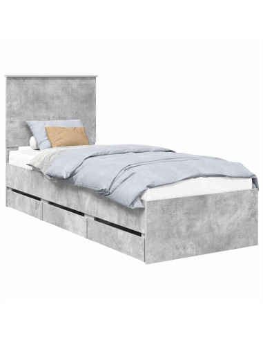 Struttura del letto con cassetto Grigio cemento 75 x 190 cm