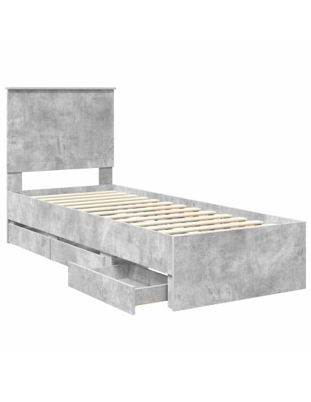 Struttura del letto con cassetto Grigio cemento 75 x 190 cm