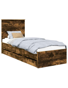 Struttura del letto con cassetto Rovere fumé 75 x 190 cm 2