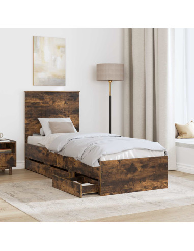 Struttura del letto con cassetto Rovere fumé 75 x 190 cm