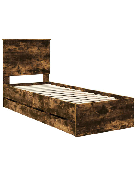 Struttura del letto con cassetto Rovere fumé 75 x 190 cm