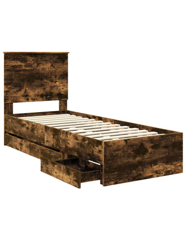 Struttura del letto con cassetto Rovere fumé 75 x 190 cm