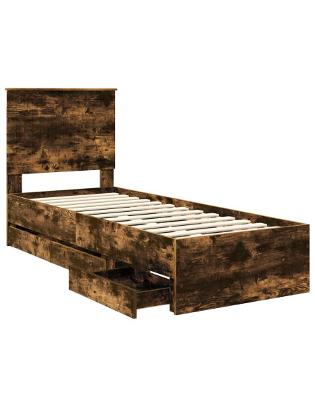 Struttura del letto con cassetto Rovere fumé 75 x 190 cm