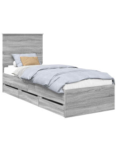 Struttura del letto con cassetto Grigio Sonoma 75 x 190 cm 2