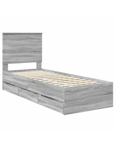 Struttura del letto con cassetto Grigio Sonoma 75 x 190 cm