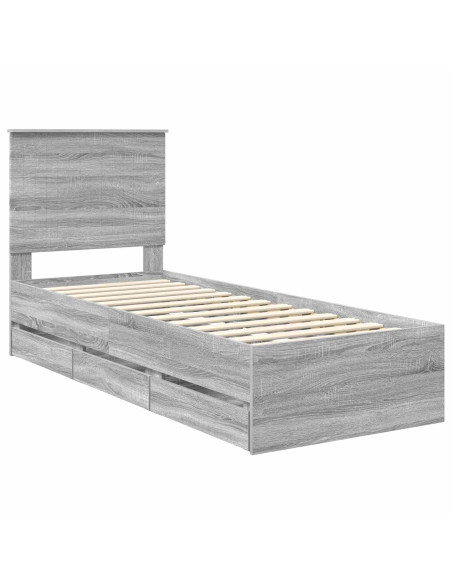 Struttura del letto con cassetto Grigio Sonoma 75 x 190 cm