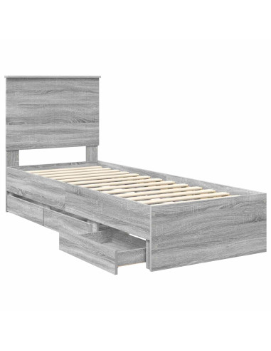 Struttura del letto con cassetto Grigio Sonoma 75 x 190 cm