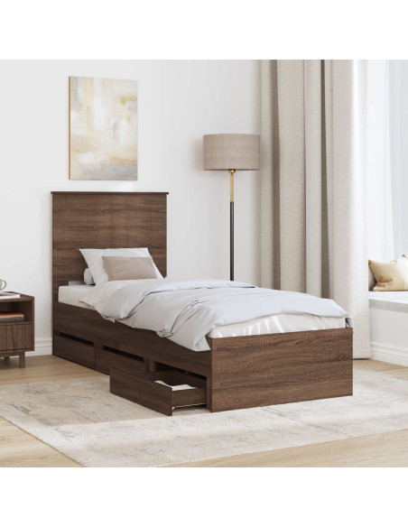 Struttura del letto con cassetto Rovere Marrone 75 x 190 cm