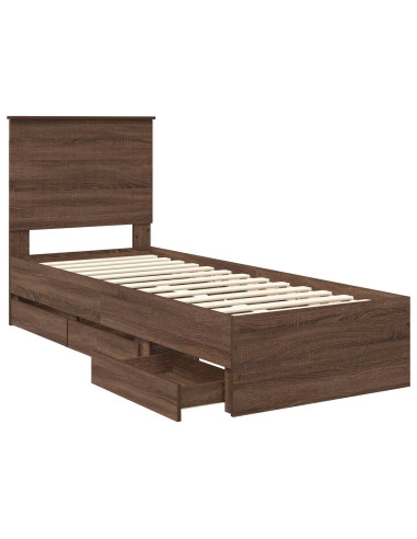 Struttura del letto con cassetto Rovere Marrone 75 x 190 cm