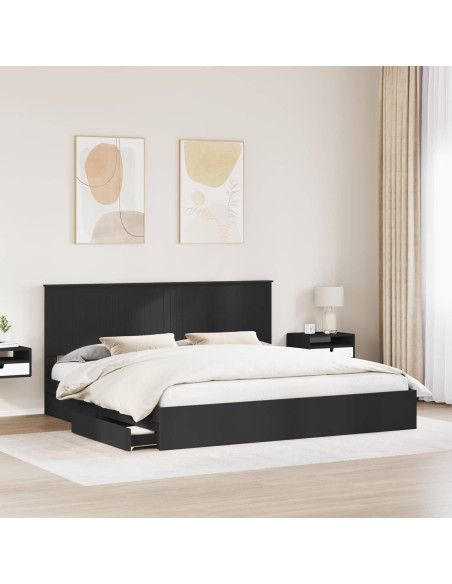 Letto con Contenitore Nero 200 x 200 cm Legno multistrato