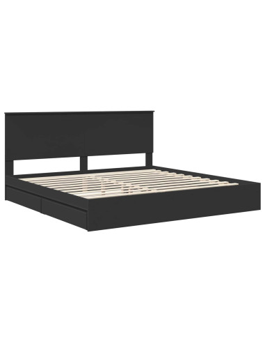 Letto con Contenitore Nero 200 x 200 cm Legno multistrato