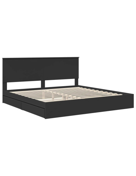 Letto con Contenitore Nero 200 x 200 cm Legno multistrato