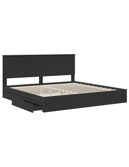 Letto con Contenitore Nero 200 x 200 cm Legno multistrato