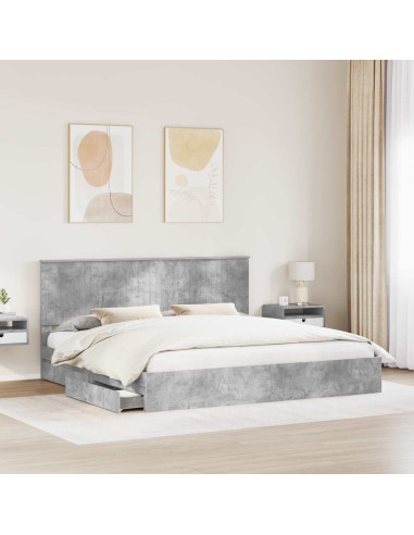 Letto con Contenitore con testiera Grigio cemento 200 x 200 cm