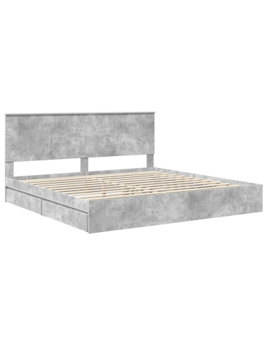 Letto con Contenitore con testiera Grigio cemento 200 x 200 cm
