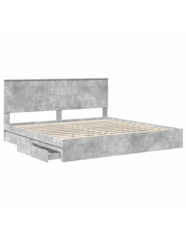 Letto con Contenitore con testiera Grigio cemento 200 x 200 cm