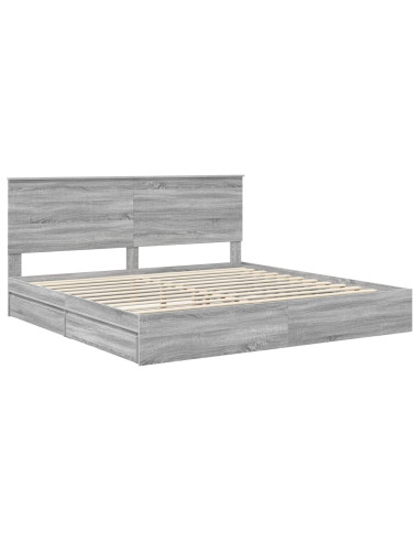 Letto con Contenitore con testiera Grigio Sonoma 200 x 200 cm