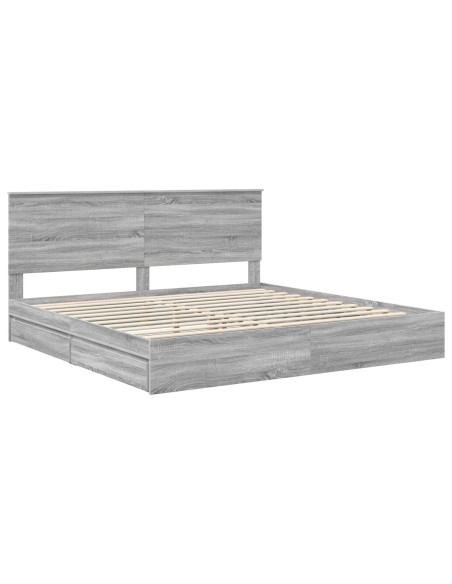 Letto con Contenitore con testiera Grigio Sonoma 200 x 200 cm