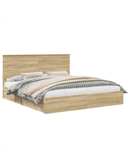 Letto con Contenitore con testiera Rovere Sonoma 180 x 200 cm