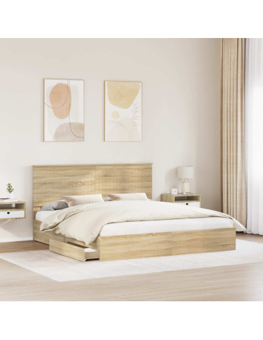 Letto con Contenitore con testiera Rovere Sonoma 180 x 200 cm