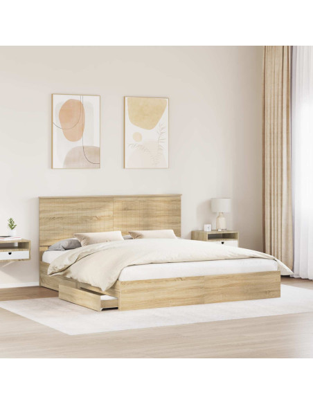 Letto con Contenitore con testiera Rovere Sonoma 180 x 200 cm