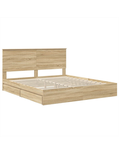 Letto con Contenitore con testiera Rovere Sonoma 180 x 200 cm