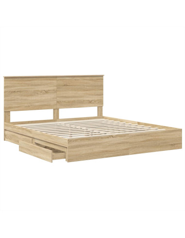 Letto con Contenitore con testiera Rovere Sonoma 180 x 200 cm