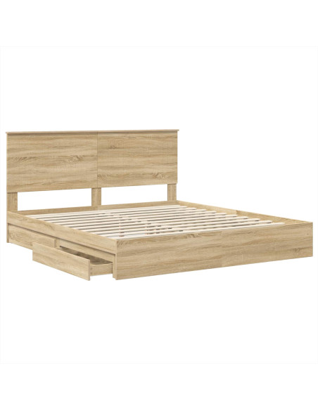 Letto con Contenitore con testiera Rovere Sonoma 180 x 200 cm