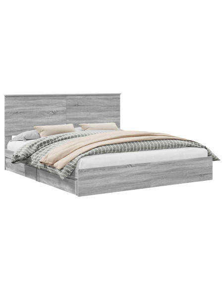 Letto con Contenitore con testiera Grigio Sonoma 180 x 200 cm