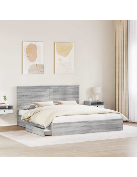 Letto con Contenitore con testiera Grigio Sonoma 180 x 200 cm