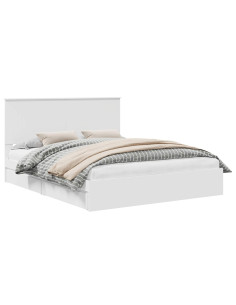 Letto con Contenitore Bianco 160 x 200 cm Legno multistrato 2