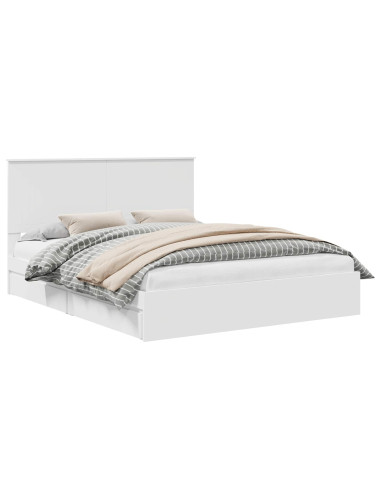 Letto con Contenitore Bianco 160 x 200 cm Legno multistrato