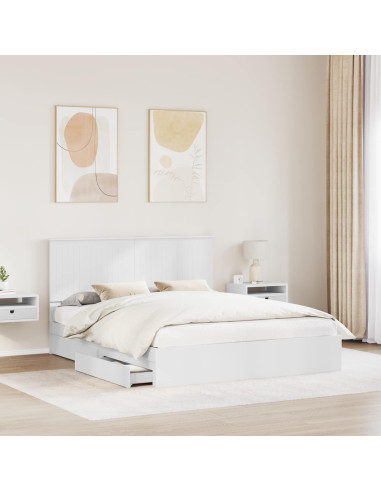 Letto con Contenitore Bianco 160 x 200 cm Legno multistrato