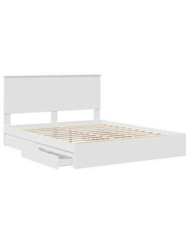 Letto con Contenitore Bianco 160 x 200 cm Legno multistrato
