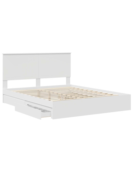 Letto con Contenitore Bianco 160 x 200 cm Legno multistrato
