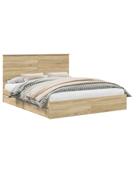Letto con Contenitore con testiera Rovere Sonoma 160 x 200 cm