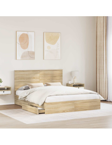 Letto con Contenitore con testiera Rovere Sonoma 160 x 200 cm