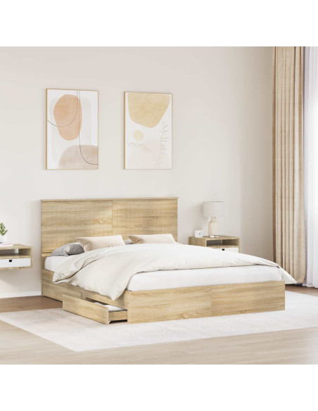 Letto con Contenitore con testiera Rovere Sonoma 160 x 200 cm