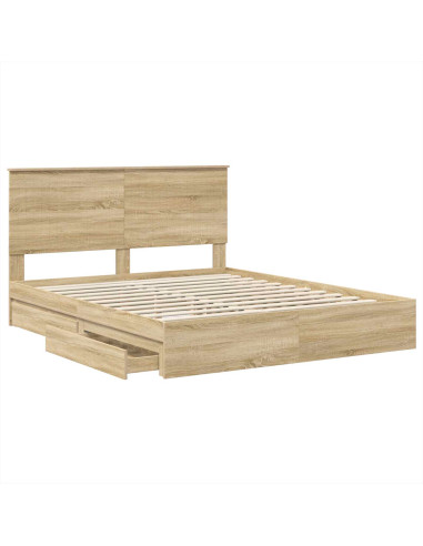 Letto con Contenitore con testiera Rovere Sonoma 160 x 200 cm