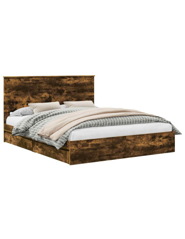Letto con Contenitore con testiera Rovere fumé 160 x 200 cm