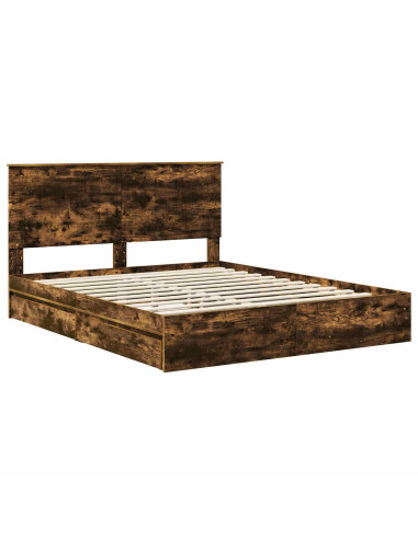 Letto con Contenitore con testiera Rovere fumé 160 x 200 cm