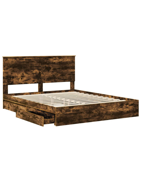 Letto con Contenitore con testiera Rovere fumé 160 x 200 cm