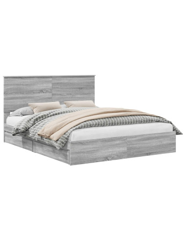Letto con Contenitore con testiera Grigio Sonoma 160 x 200 cm
