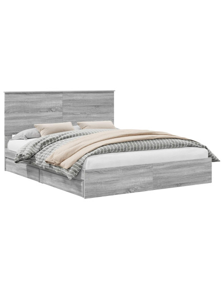 Letto con Contenitore con testiera Grigio Sonoma 160 x 200 cm