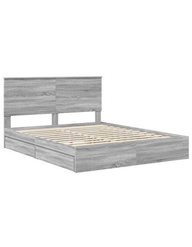 Letto con Contenitore con testiera Grigio Sonoma 160 x 200 cm