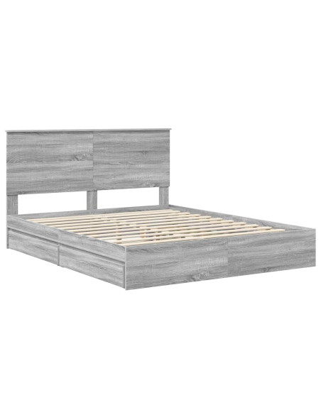 Letto con Contenitore con testiera Grigio Sonoma 160 x 200 cm