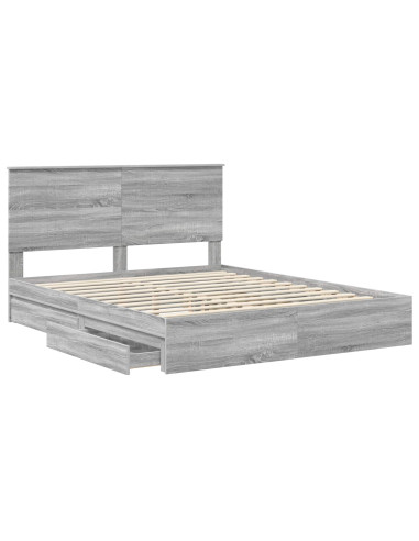 Letto con Contenitore con testiera Grigio Sonoma 160 x 200 cm