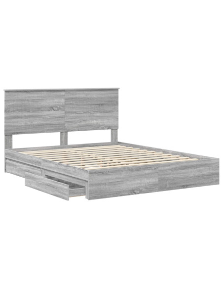 Letto con Contenitore con testiera Grigio Sonoma 160 x 200 cm